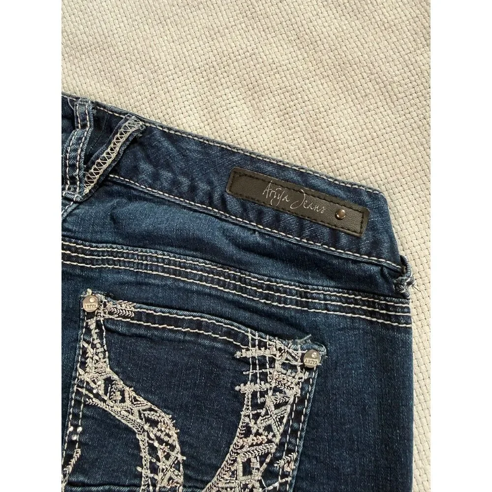 ARIYA JEANS Dark Wash Embroidered Skinny Jeans – Size 7/8 Regular - Picture 10 of 12